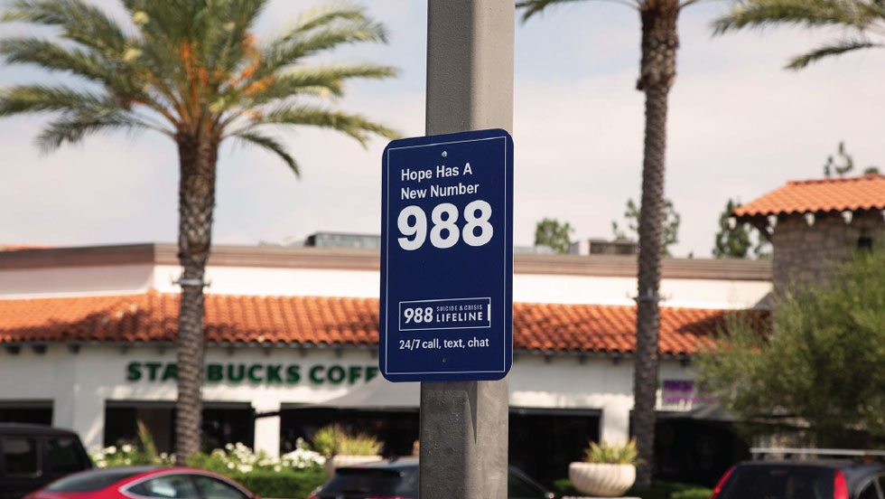 Outdoor sign for 988 lifeline