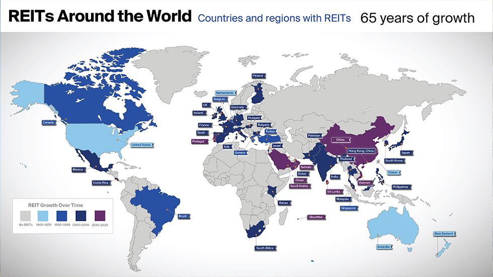 Worldwide REIT map